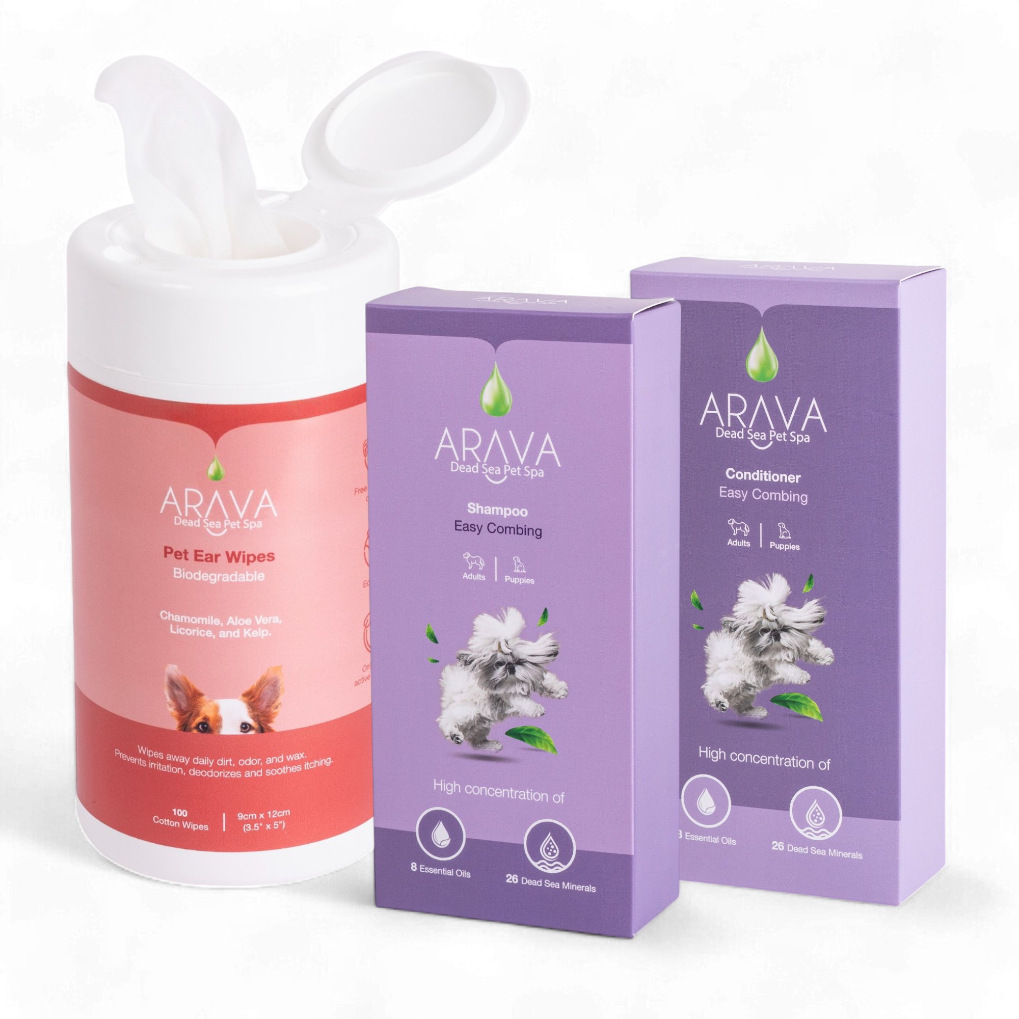 Mini set for dogs with coarse hair and ear wipes