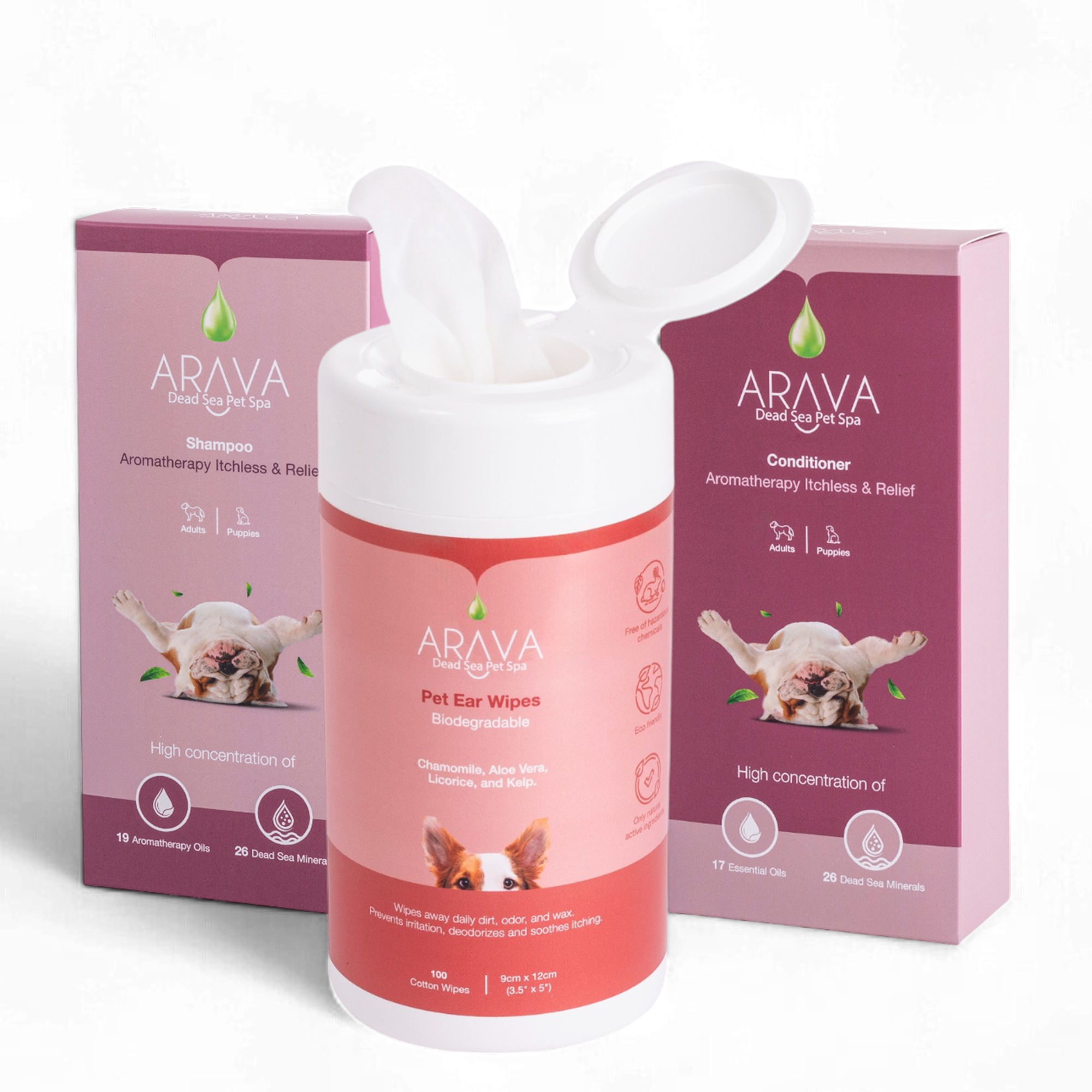 Mini kit for dogs for skin care and ear wipes